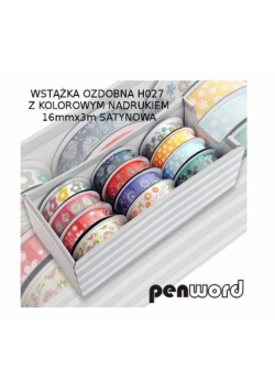 Wstążka ozdobna satynowa nadruk 16mmx3m (12szt)