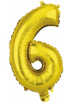 Balon foliowy mini cyfra 6 złota 29x40cm
