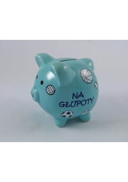 Skarbonka świnka z grafiką piłek - Na głupoty