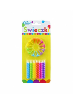 Świeczki urodzinowe Spiralny wzór 24 sztuki 12 podstawek