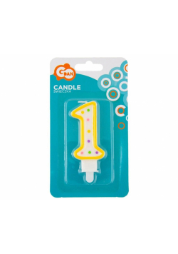 Świeczka cyfra 1 z kropeczkami 7.5cm