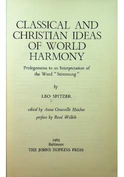 Classical and christian ideas of world harmony