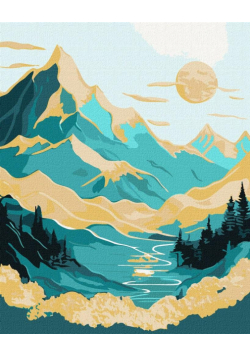 Malowanie po numerach - Wschód słońca w górach