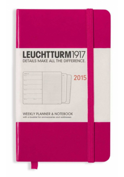 Kalendarz 2015 z notatnikiem Pocket Leuchtturm1917 tygodniowy malinowy