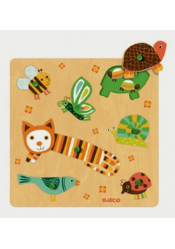 Puzzle drewniane z uchwytami Zwierzęta z łąki