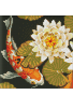 Diamentowa mozaika bez ramy - Tęczowy karp 20x20cm