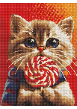 Diamentowa mozaika - Kot z cukierkami 30x40cm