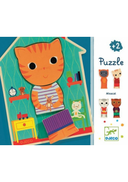 Puzzle drewniane 3-elementowe Kot