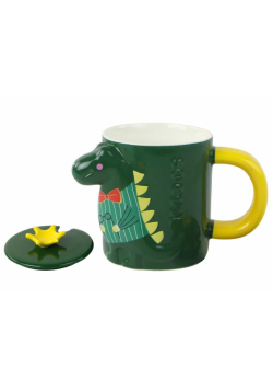 Kubek Zielony Dinozaur przykrywka 400ml