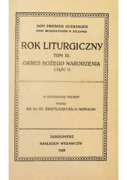 Rok liturgiczny Tom III 1929 r.