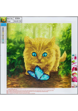 Diamentowa mozaika 5D - Cat&Butterfly 30x30 80884