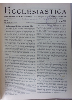 Ecclesiastica. Dokumente und Nachrichten zur zeitgenossischen Kirchengeschichte, 1930 r.