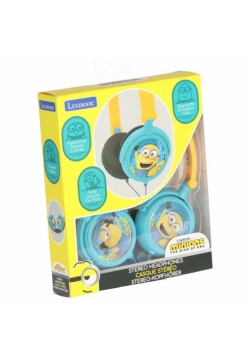 Składane słuchawki przewodowe stereo Minionki z głośnością bezpieczną dla dzieci Lexibook HP010DES
