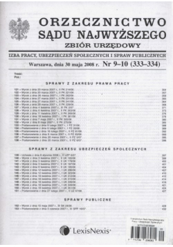 Orzecznictwo Sądu Najwyższego. Izba Pracy, Ubezpieczeń Społecznych i Spraw Publicznych 9-10/2008