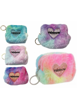 Torebka pluszowa serce rainbow