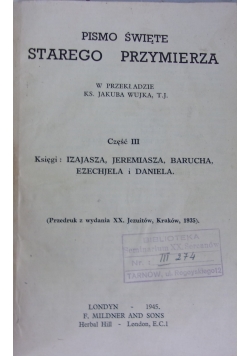Pismo Święte Starego Przymierza, cz. III, 1945r.