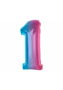Balon foliowy cyfra 1 tęczowa Smart 92cm