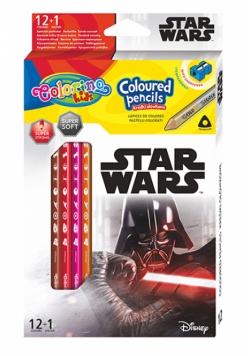 Kredki ołówkowe trójkątne Colorino Kids 13 kolorów 12 sztuk z temperówką Star Wars