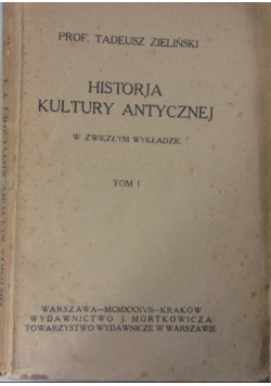 Historja kultury antycznej Tom I 1922 r.