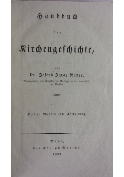 Handbuch der Kirchengeschichten , 1833 r.