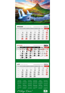Kalendarz 2024 trójdzielny Wodospad