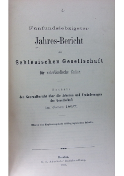 Schlesischen gesellschaft für vaterländische cultur 1897r.