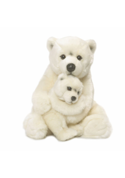 Miś polarny mama z dzieckiem 28 cm
