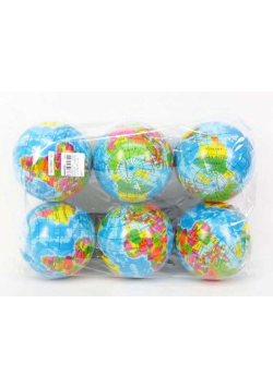 Piłka globus miękka 13 cm 6 sztuk