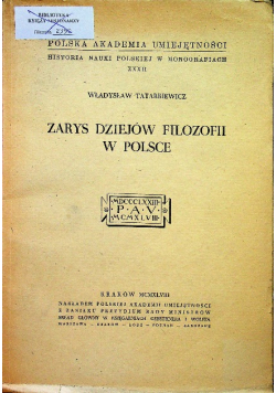 Zarys dziejów filozofii w Polsce 1948 r.
