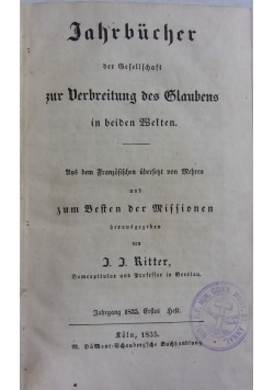 Jahrbucher der Gesellschaft zur Verbreitung des Glaubens in bleiben Welten, 1835 r.