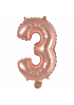 Balon foliowy mini cyfra 3 różowe złoto 25x40cm