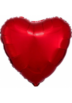 Balon foliowy metalik czerwony serce 43cm