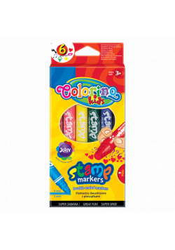 Flamastry Colorino Kids dwustronne z pieczątkami 6 kolorów