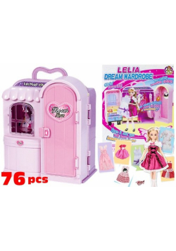 Duża garderoba szafa dla lalki 76Pcs + Lalka