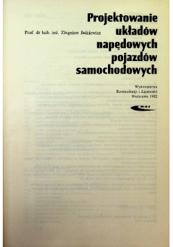Projektowanie układów napędowych pojazdów samochodowych