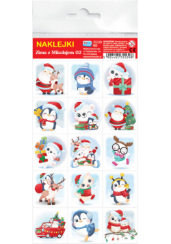 Zima z Mikołajem 02 Naklejki 4 sztuki