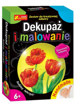 Dekupaż i malowanie. Czerwone tulipany