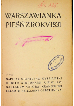 Warszawianka pieśń z 1831roku 1901 r.