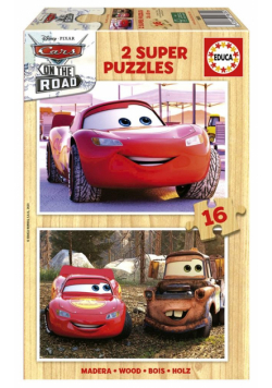 Puzzle 2x16 Auta (drewniane)
