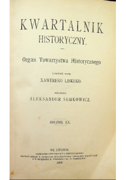 Kwartalnik historyczny rocznik XX 1906 r.