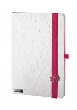 Notes A5 Lanybook Innocent Passion w linie biały z czerwoną gumką