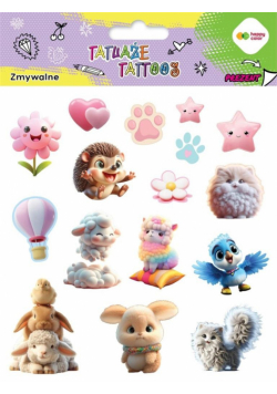 Tatuaże zmywalne Animals Fluffy Happy Color
