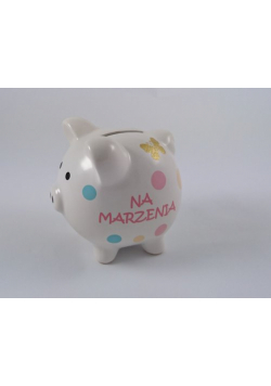 Skarbonka świnka z grafiką motyli Na marzenia