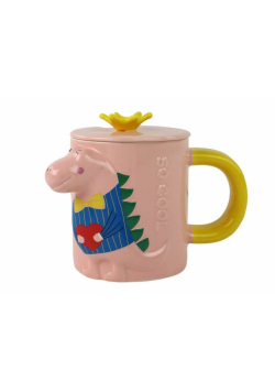 Kubek Różowy Dinozaur przykrywka 400ml