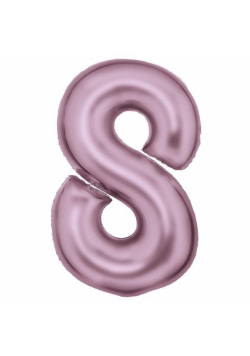 Balon foliowy cyfra 8 satynowa pastelowy róż 86cm