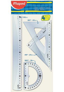 Zestaw start maxi linijka 30 cm. 2 ekierki kątomierz