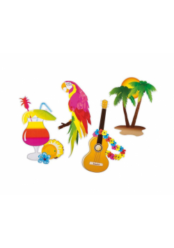 Dekoracja na ścianę Hawajskie Party 4szt 73cm