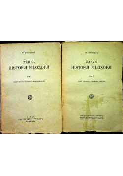 Zarys historji filozofji  Tom 1 Część 1 i 2 1930 r.