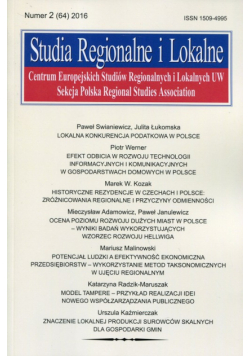 Studia Regionalne i Lokalne 2016/2