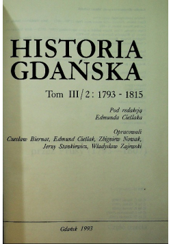 Historia Gdańska Tom 3 Część II